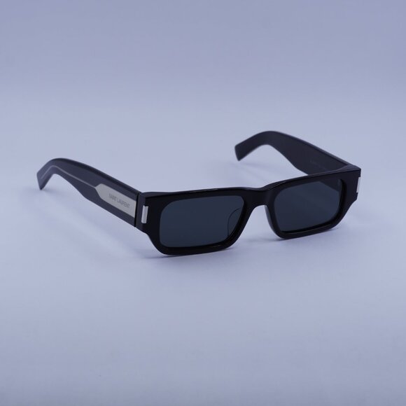 Saint Laurent SL660/F 001 Sunglasses Black Rectangle Frame, Black Lenses - Picture 8 of 12